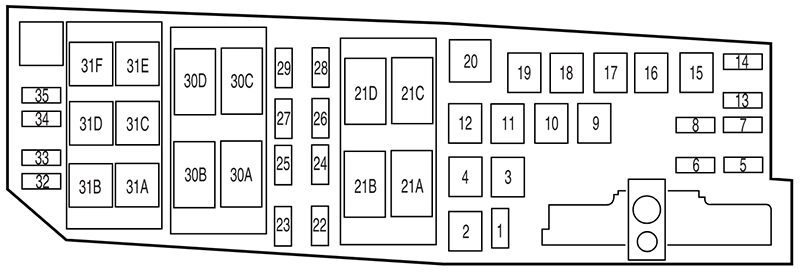 ford focus (us) (2010): engine compartment fuse box diagram