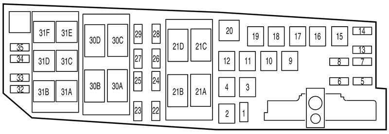 ford focus (us) (2008): engine compartment fuse box diagram