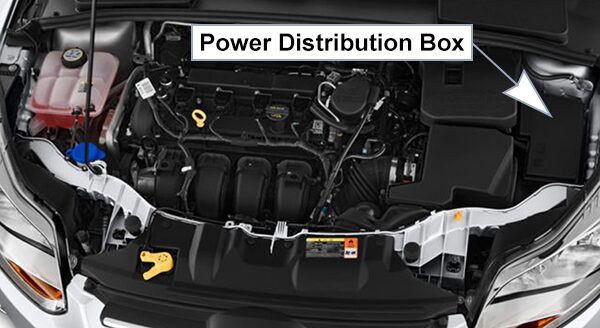 ford focus (us) (2012-2014): engine compartment fuse box location