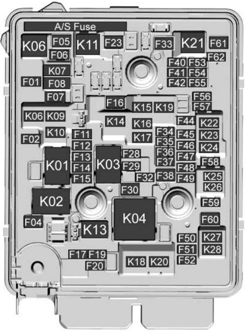 Chevrolet Trax (2024): Engine compartment fuse box diagram