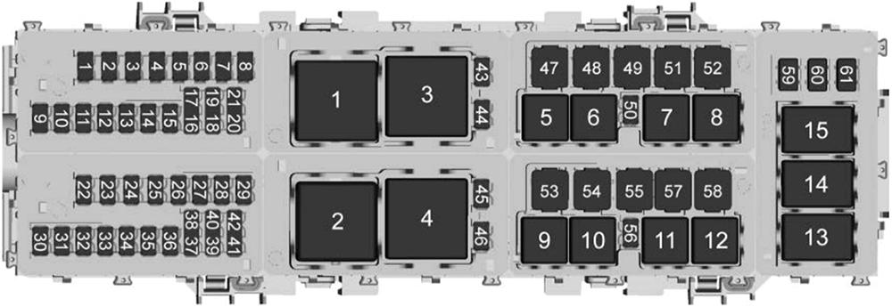 Chevrolet Corvette C8 (2020): Rear compartment fuse box diagram