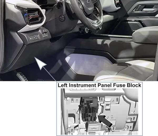 chevrolet silverado ev (2023-2024): left instrument panel fuse box location