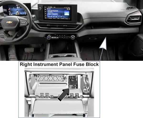 chevrolet silverado ev (2023-2024): right instrument panel fuse box location