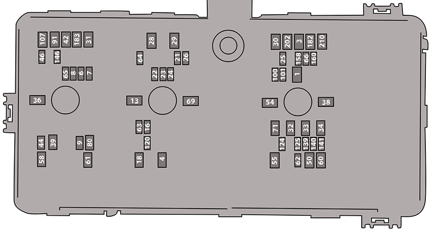 Ford Bronco (U725; 2023): Under-hood compartment fuse box diagram